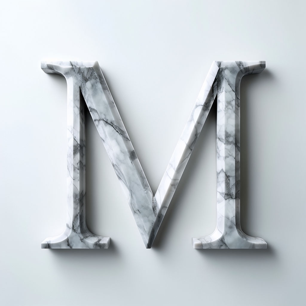 Elegant Marble 'M' Monogram Design Art