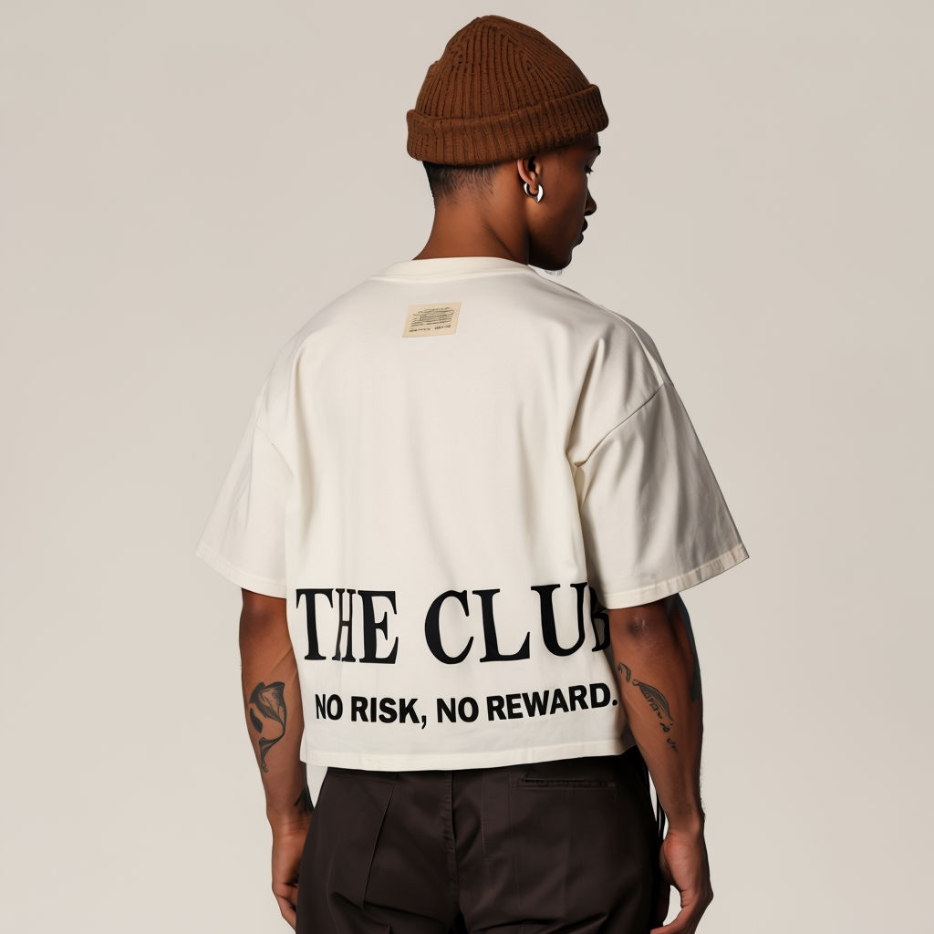 Stylish Off-White 'The Club' T-Shirt with Motivational Text T-Shirt