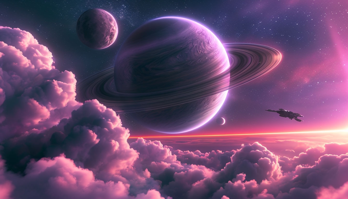 Breathtaking Outer Space Scene with Celestial Bodies Virtual Background