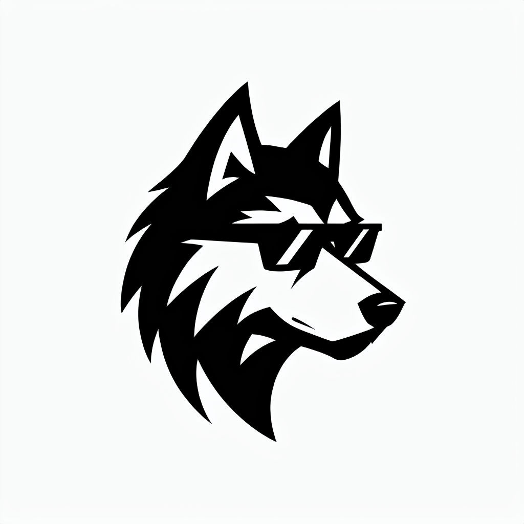 Minimalist Geometric Wolf Logo with Stylish Sunglasses