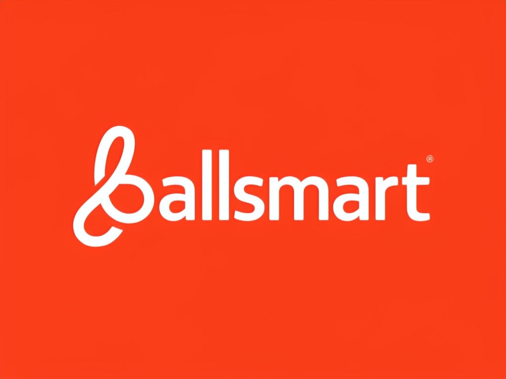 Modern Minimalist Ballsmart Logo on Vibrant Coral Background