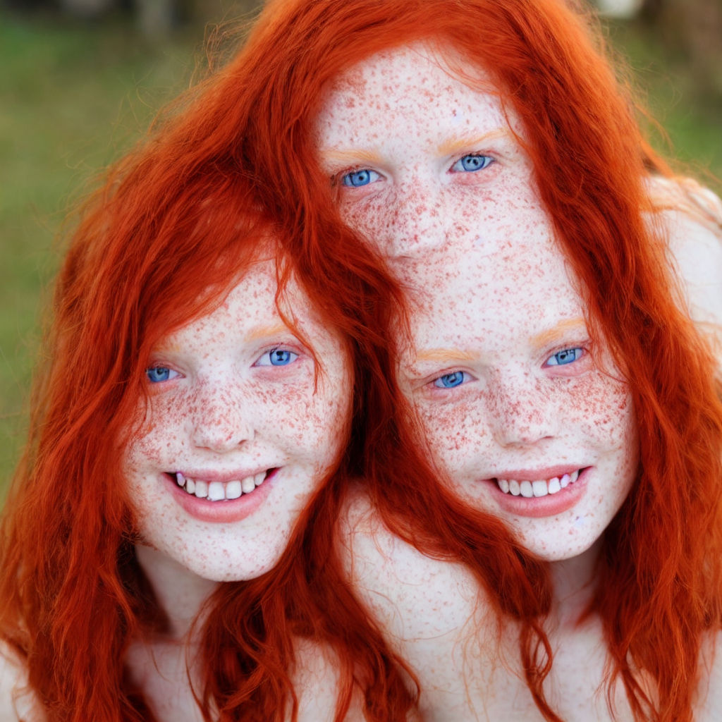 The Face Of A Beautiful Red Haired Girl With Freckles By Алексей