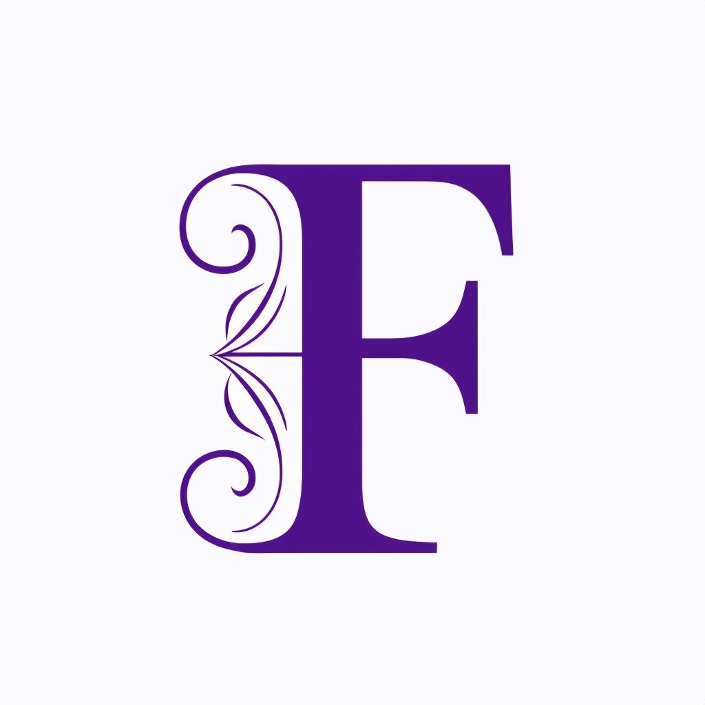 Minimalist Plum and Lavender Flourished F Monogram Logo