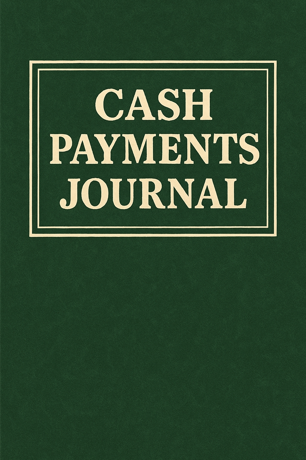 Elegant Cash Payments Journal Design on Forest Green Background EBook Cover