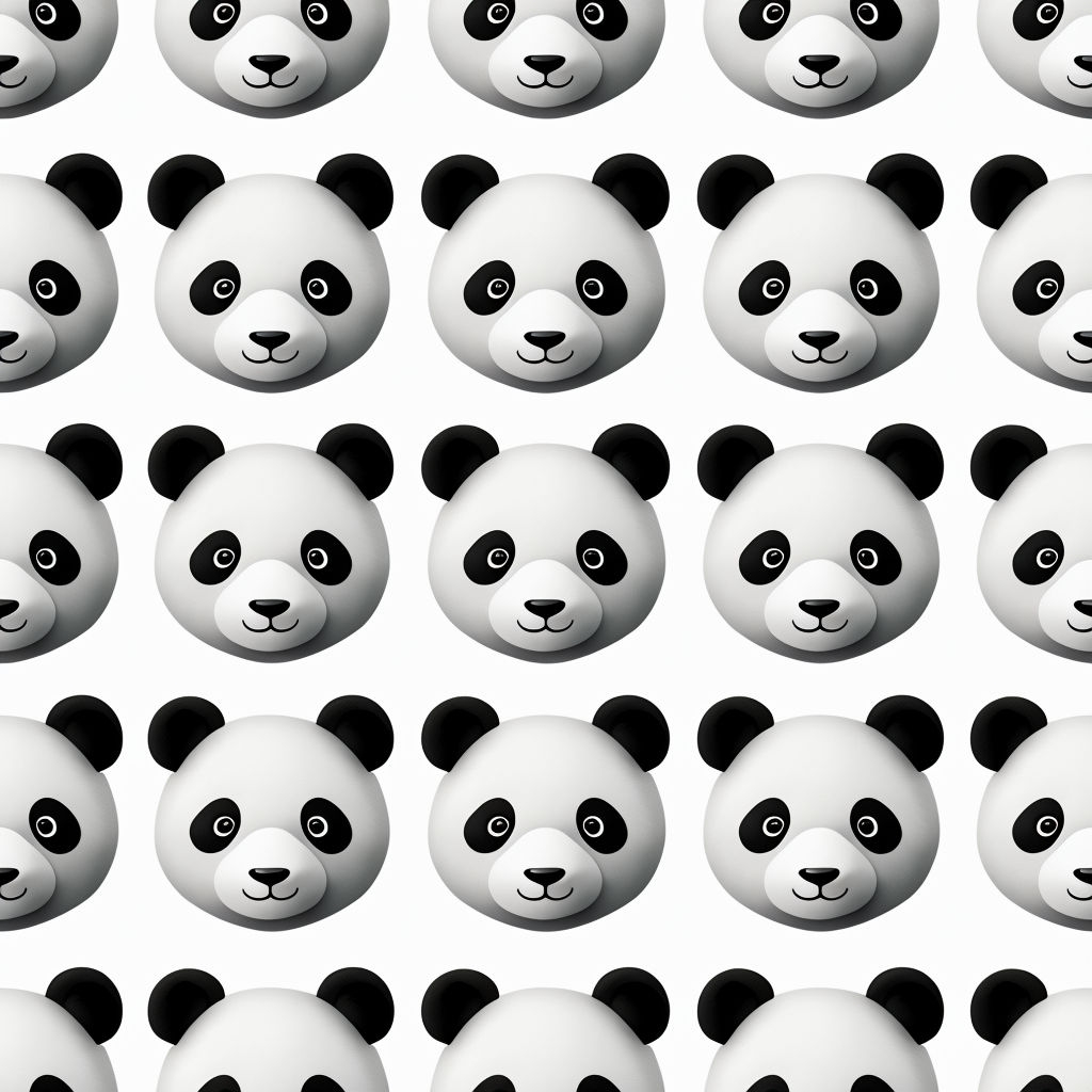 Symmetrical Panda Faces Seamless Pattern for Textiles and More