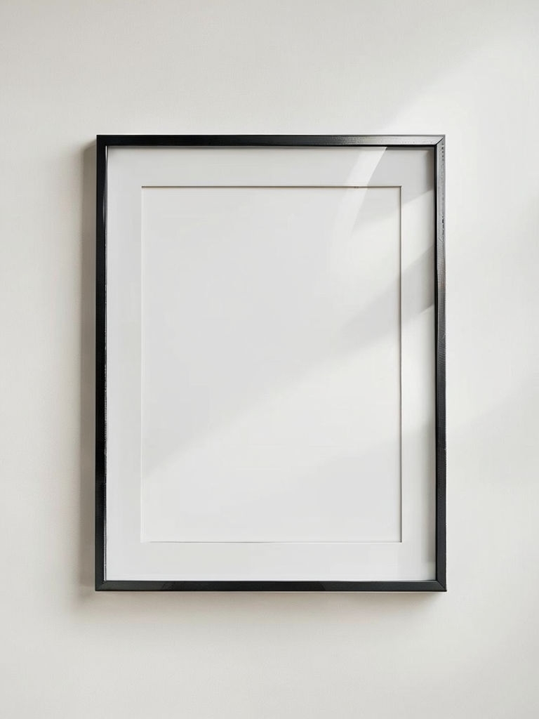 Minimalist Blank Frame Mockup on Light Wall for Design Projects Mockup
