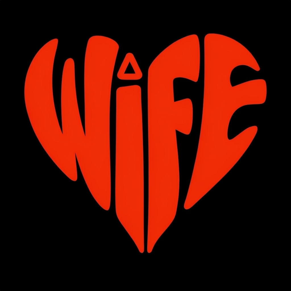Vibrant Red-Orange Wife Heart Typography Art T-Shirt