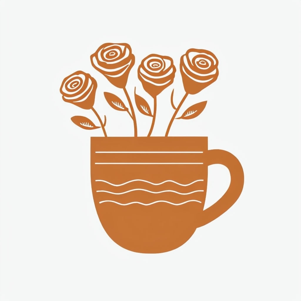 Minimalist Copper Brown Coffee Mug with Rose Design T-Shirt
