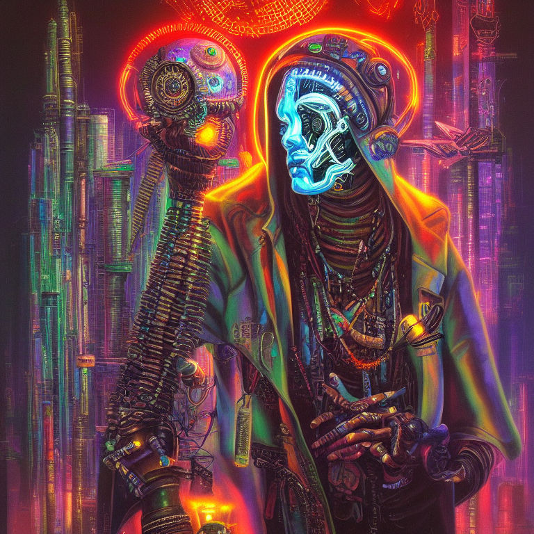 Cyberpunk Shamanic painted by Surrealist by Ai____o1 - Playground