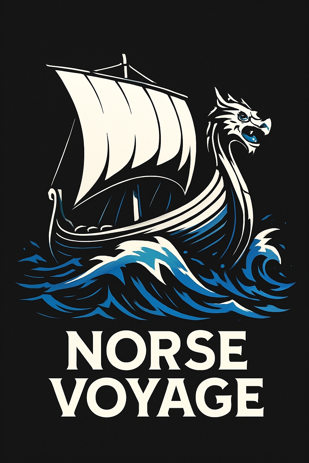 Stylized Viking Ship Illustration with Norse Voyage Text T-Shirt