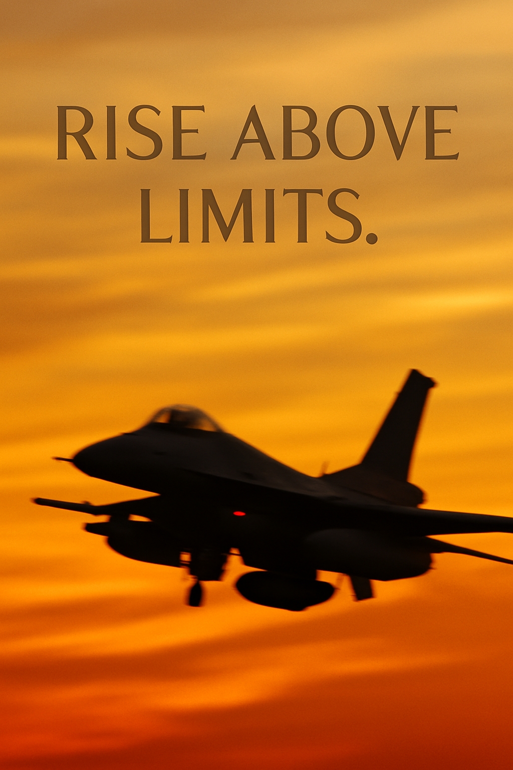 Inspirational Military Jet Silhouette Against Stunning Sunset Sky Mobile Wallpaper