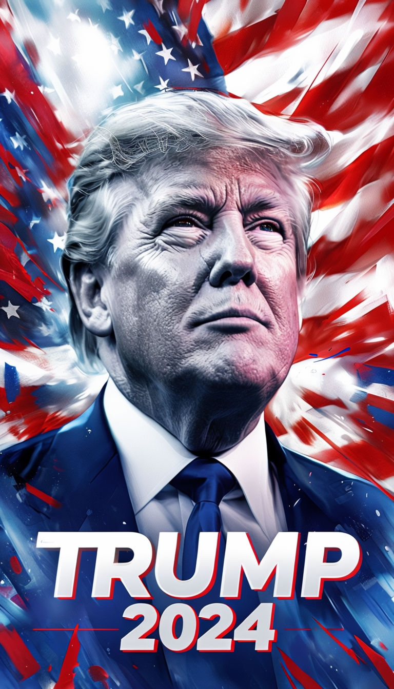 Dynamic Trump 2024 Patriotic Mobile Wallpaper with Abstract Shapes