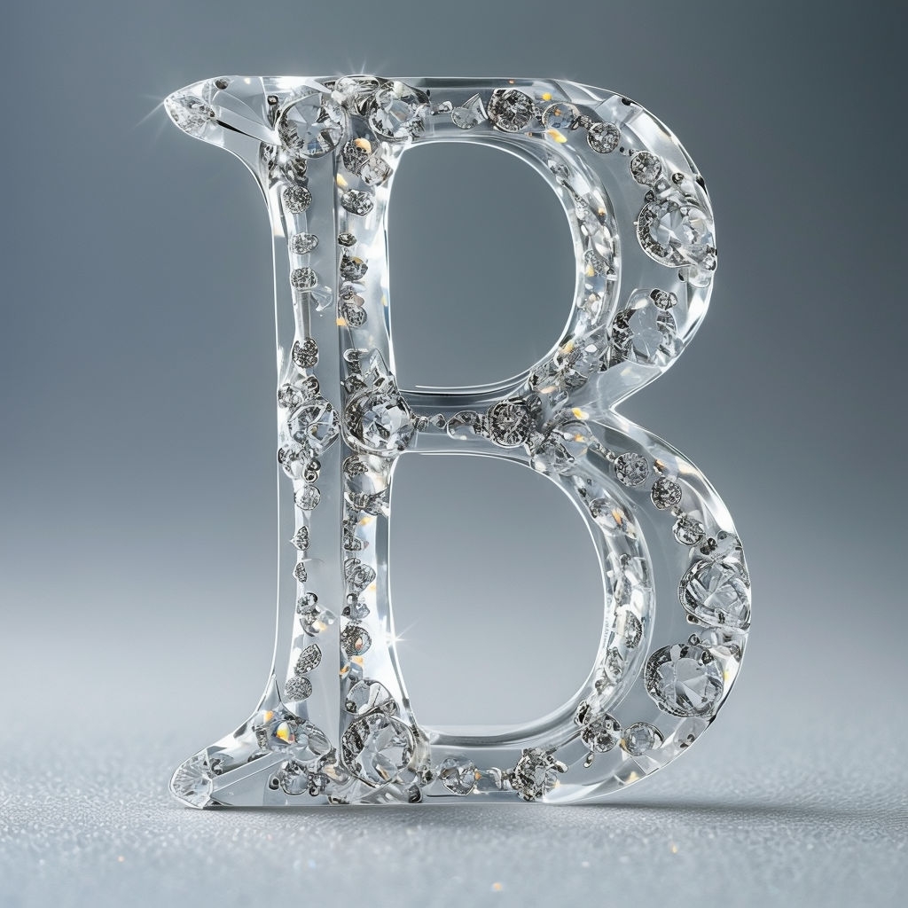 Luxurious Crystal 'B' Letter with Sparkling Gemstones Monogram