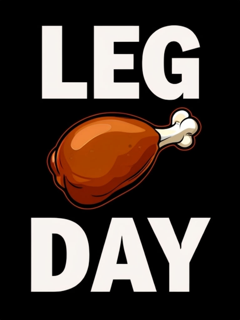 Bold Leg Day Cartoon Drumstick Design T-Shirt