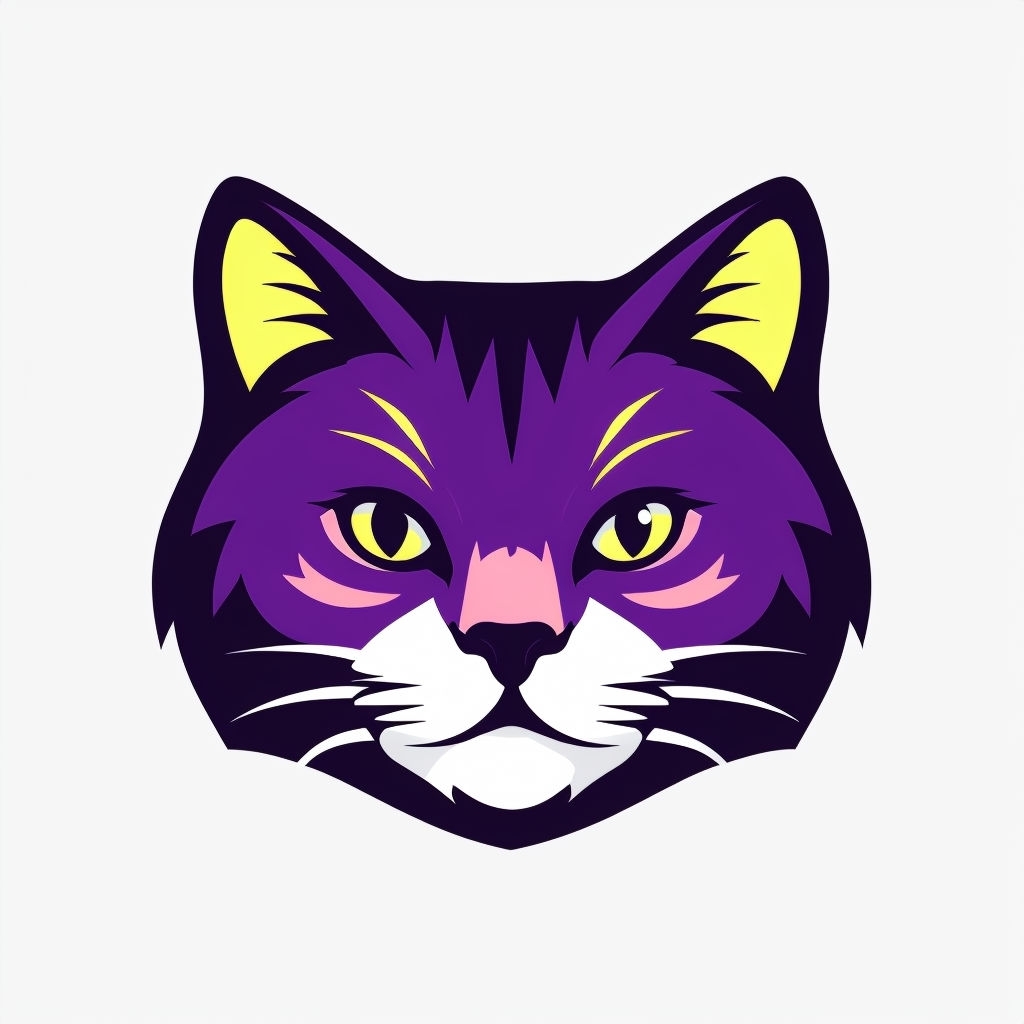 Modern Bold Cat Face Vector Illustration Sticker