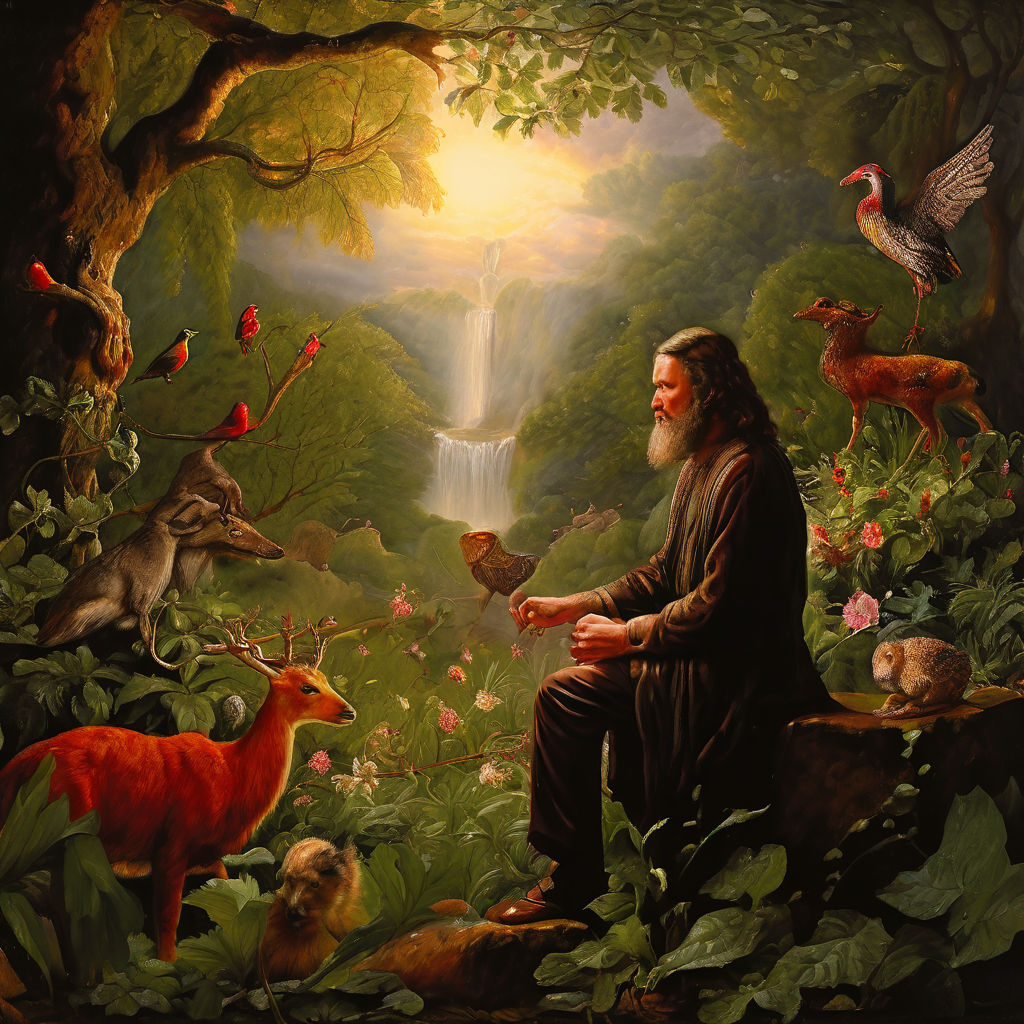 Adam naming the animals in the garden of eden by Alfonso Abreu - Playground