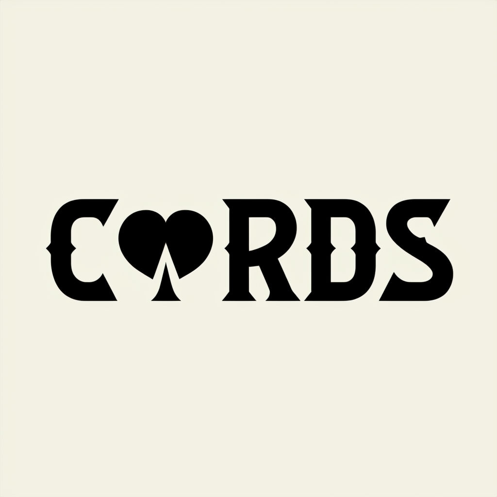 Bold Minimalist CARDS Logo with Heart Symbol Design
