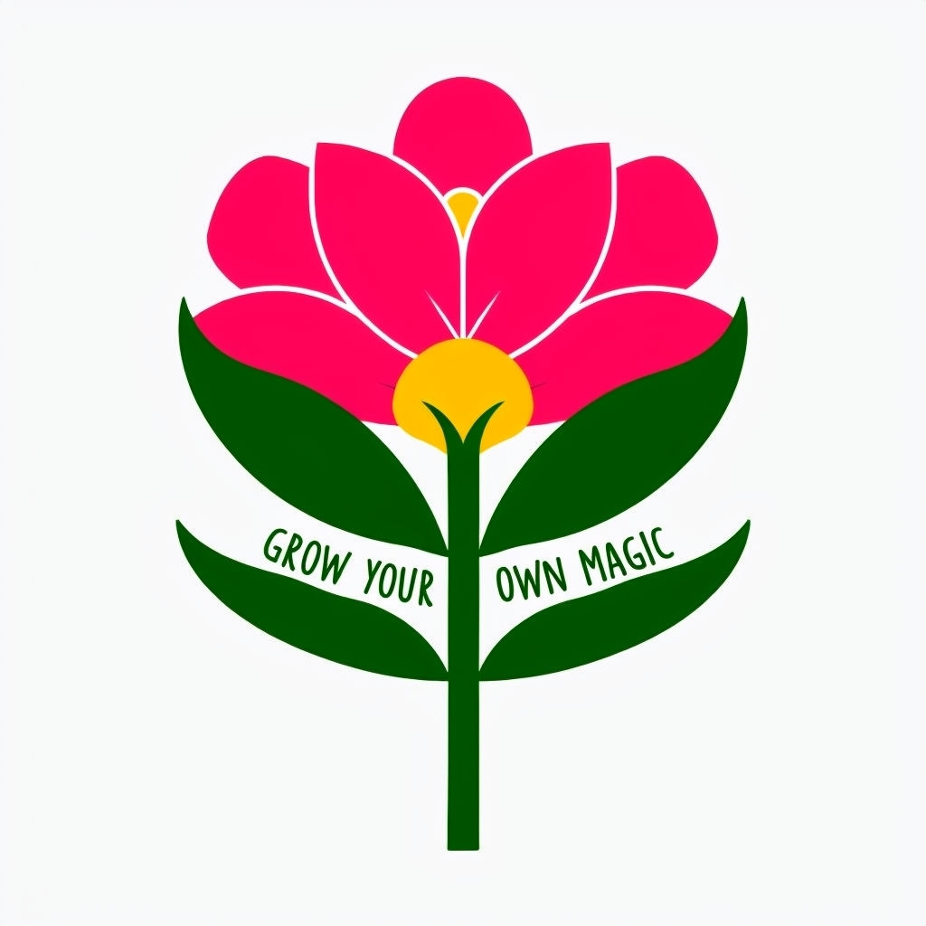 Vibrant Blooming Flower with Grow Your Own Magic Sticker