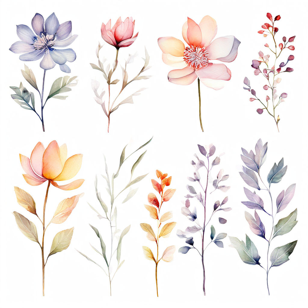 Floral clipart designed with delicate watercolor brushes by Mango ...