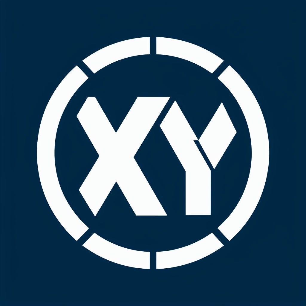 Modern Minimalist XY Monogram Logo on Navy Blue Background Monogram