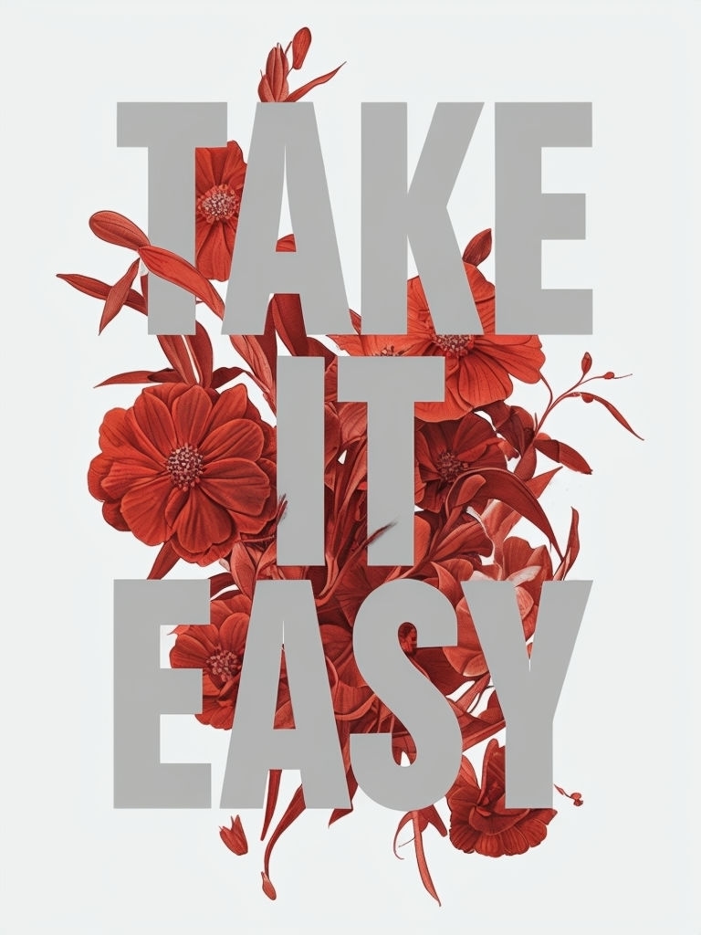 Take It Easy Motivational Floral Graphic Design Poster