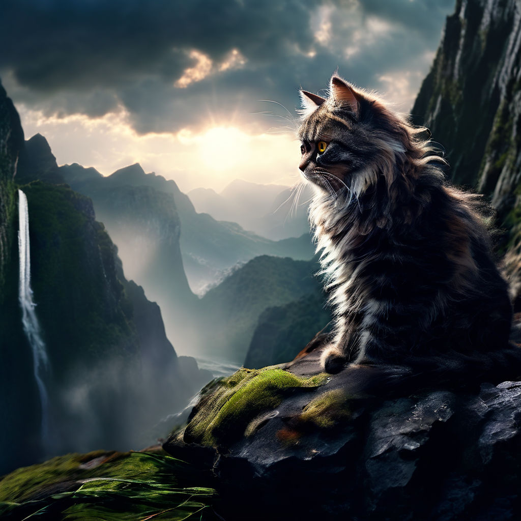 Angry cat glaring from a cliff by TAMARA ESTEFANI ORTEGA RIOS - Playground