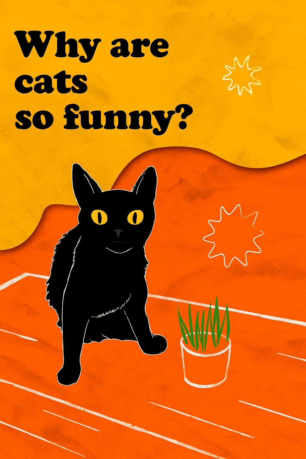 Playful Black Cat with Bright Eyes and Whimsical Design Poster