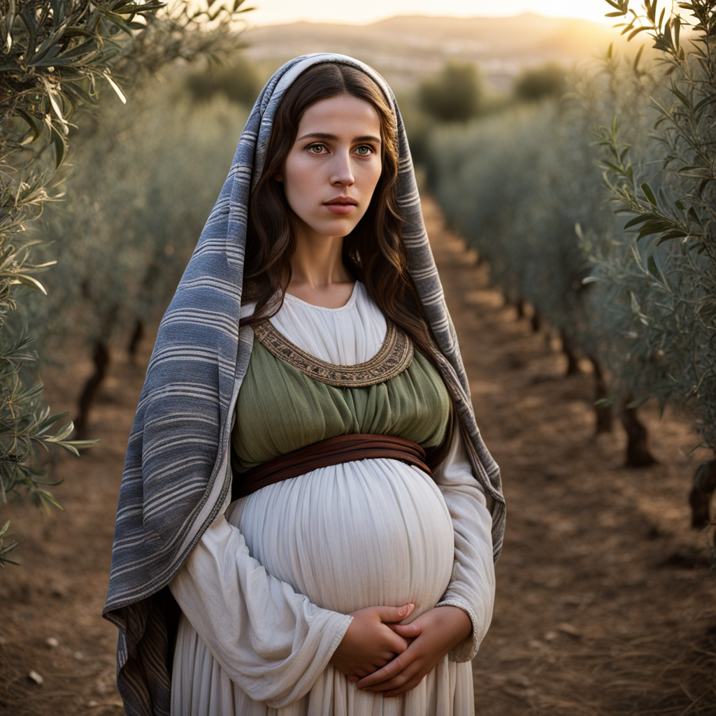 The virgin Mary. Pregnant. She is a young Ancient Hebrew wom... by ...