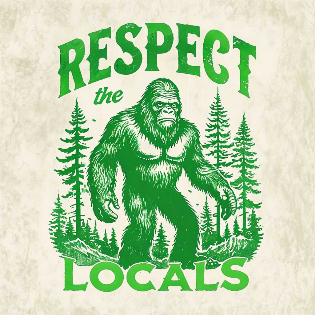Vintage Sasquatch Respect the Locals Forest Sticker