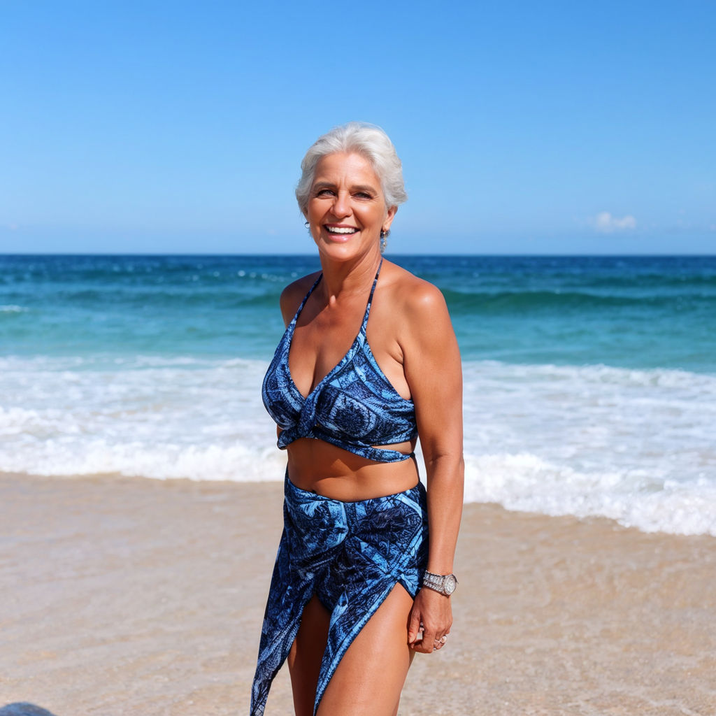 granny showing back of bikini