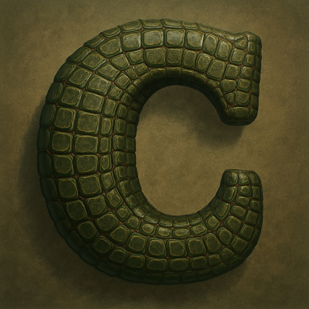 Intricate Olive Green Reptile Letter C Monogram