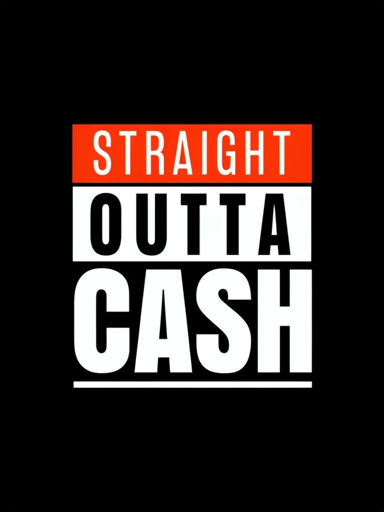 Bold Urban Typography Straight Outta Cash T-Shirt