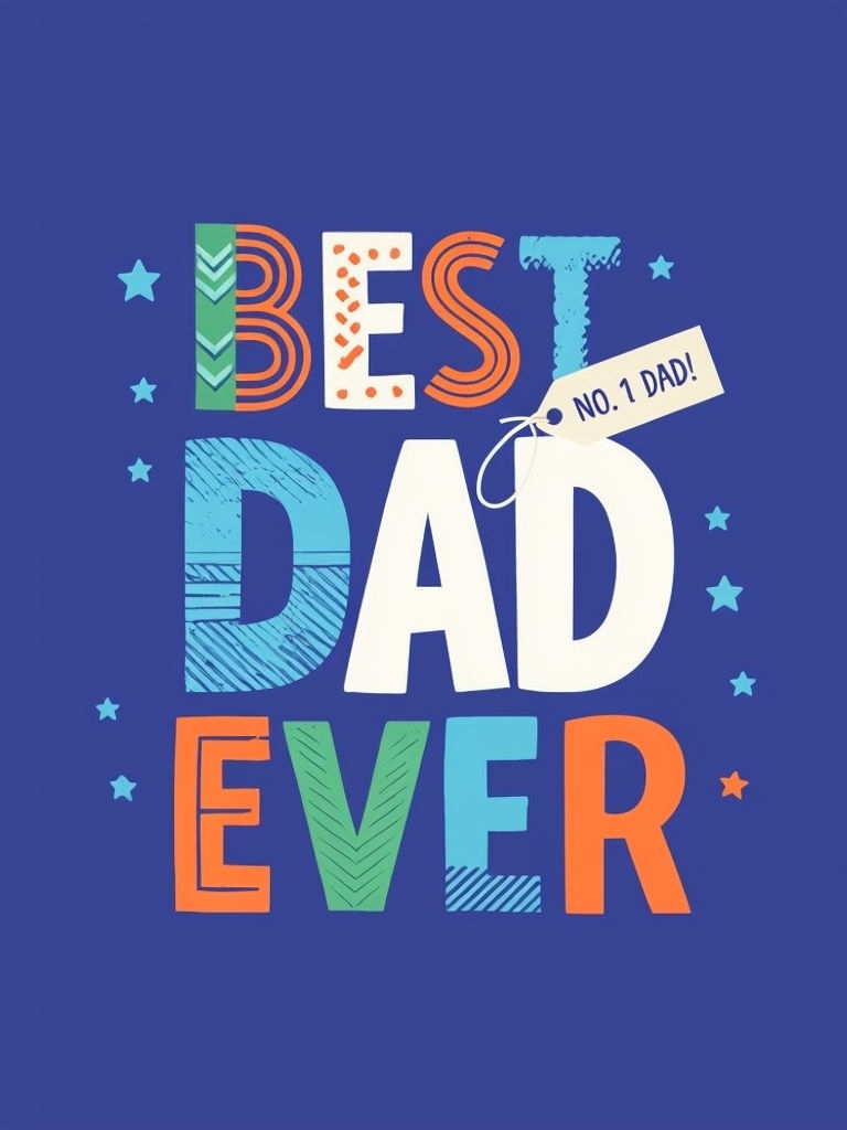 Best Dad Ever Playful Typography T-Shirt