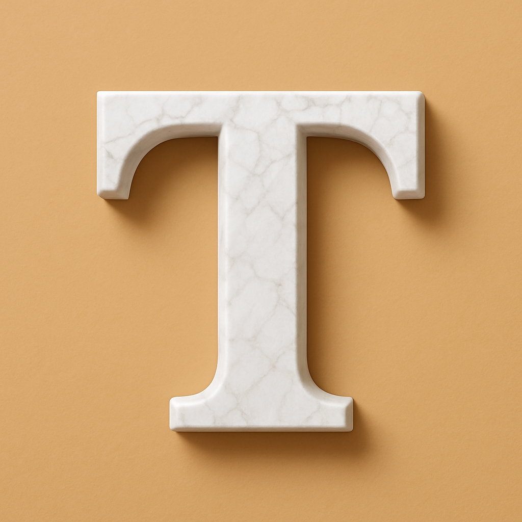 Elegant Off-White Marble Letter T Against Warm Brown Background Monogram