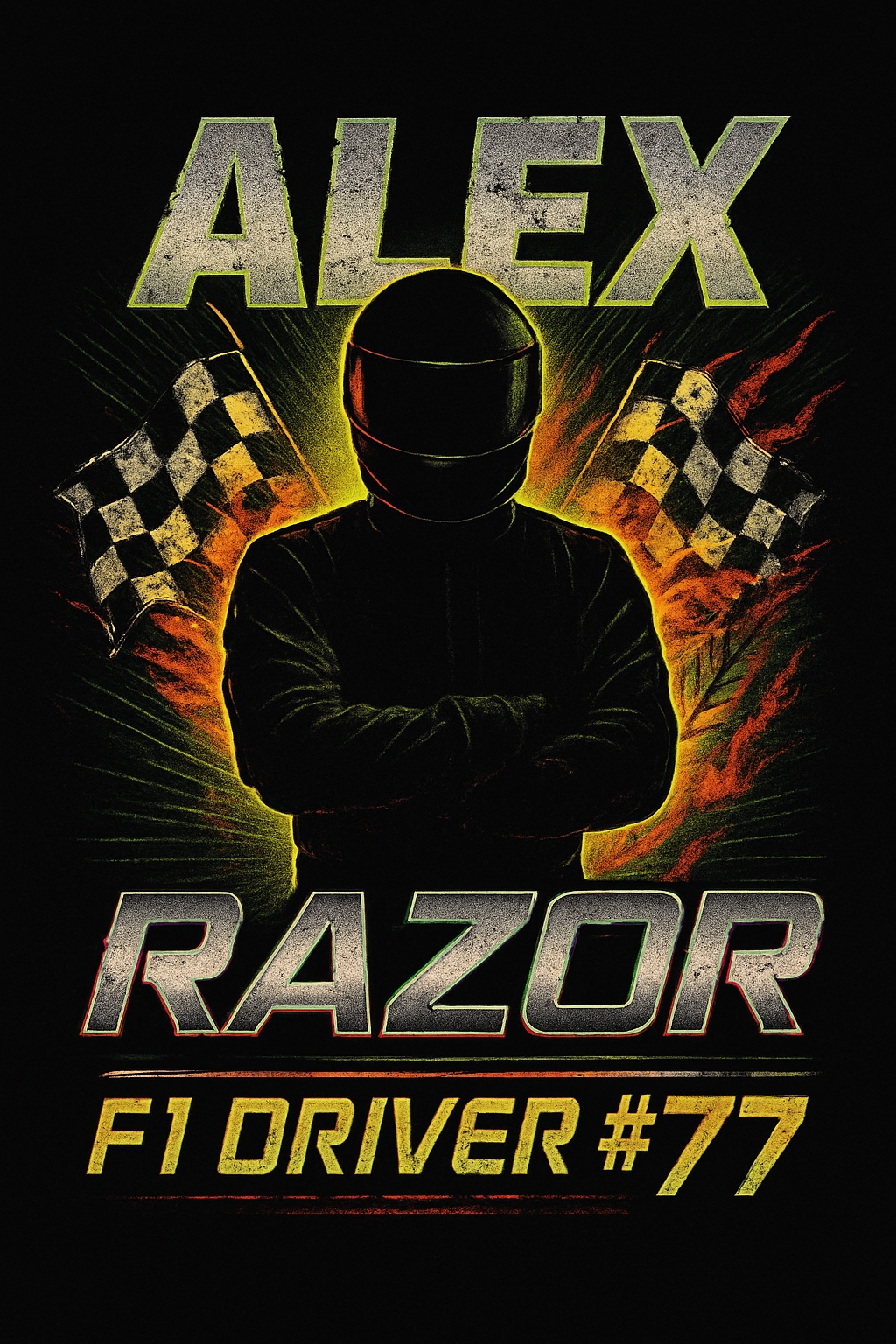 Intense F1 Driver Alex Graphic Design T-Shirt