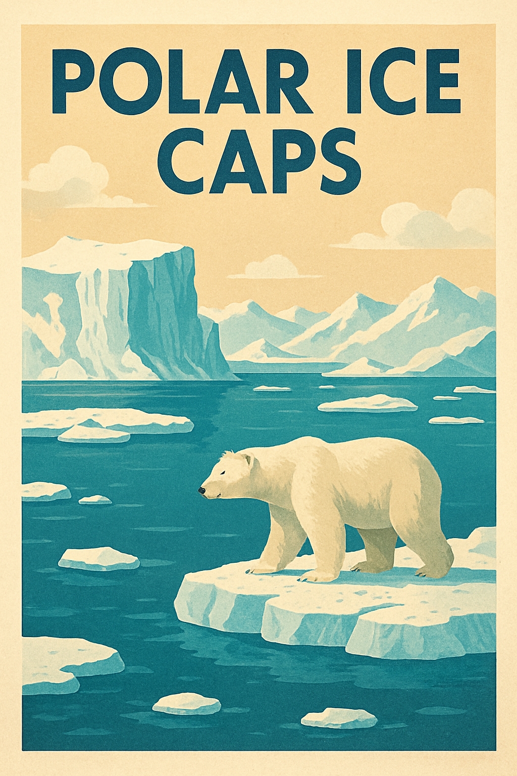 Vintage Polar Ice Caps Arctic Adventure Poster