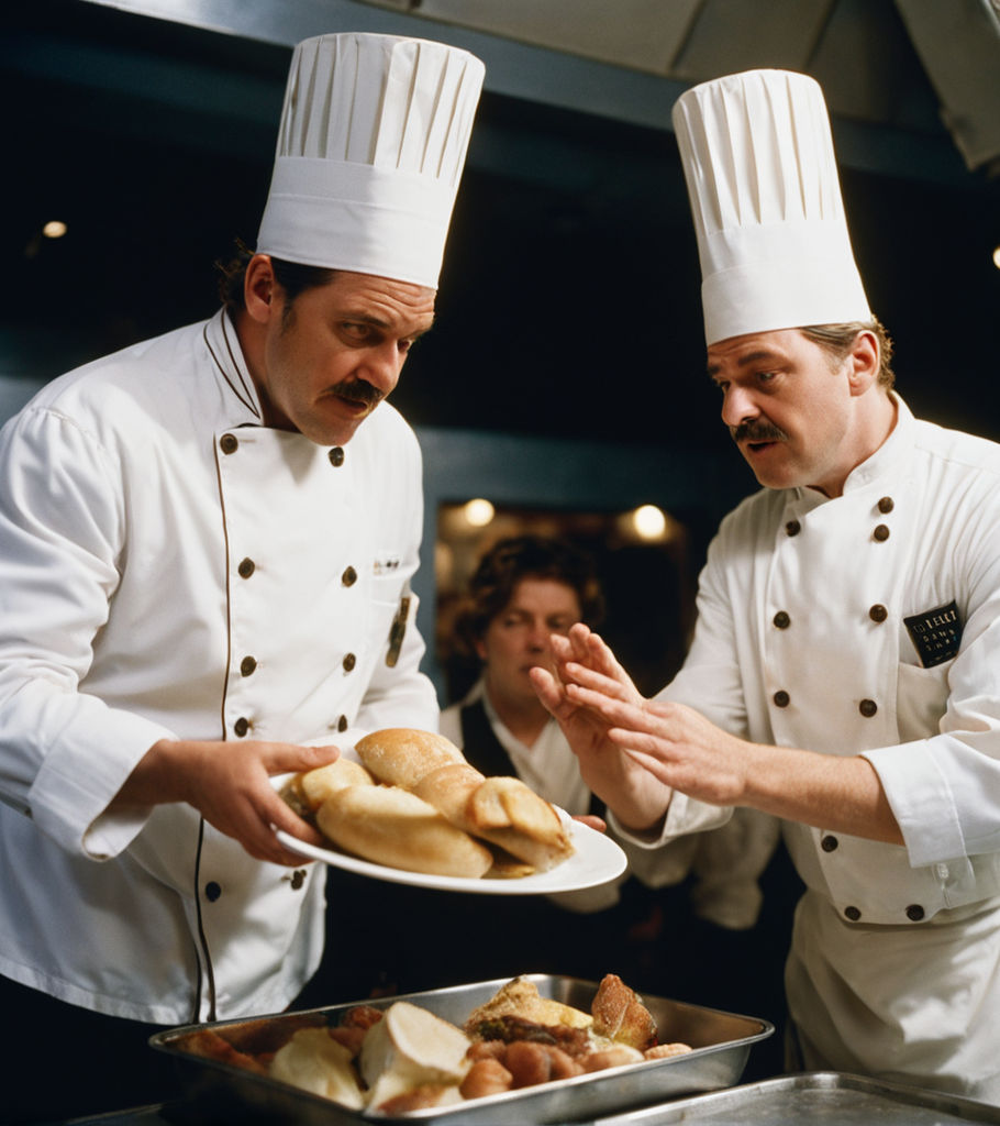 A male chef from the Titanic kitchen giving food to a passen... by ...