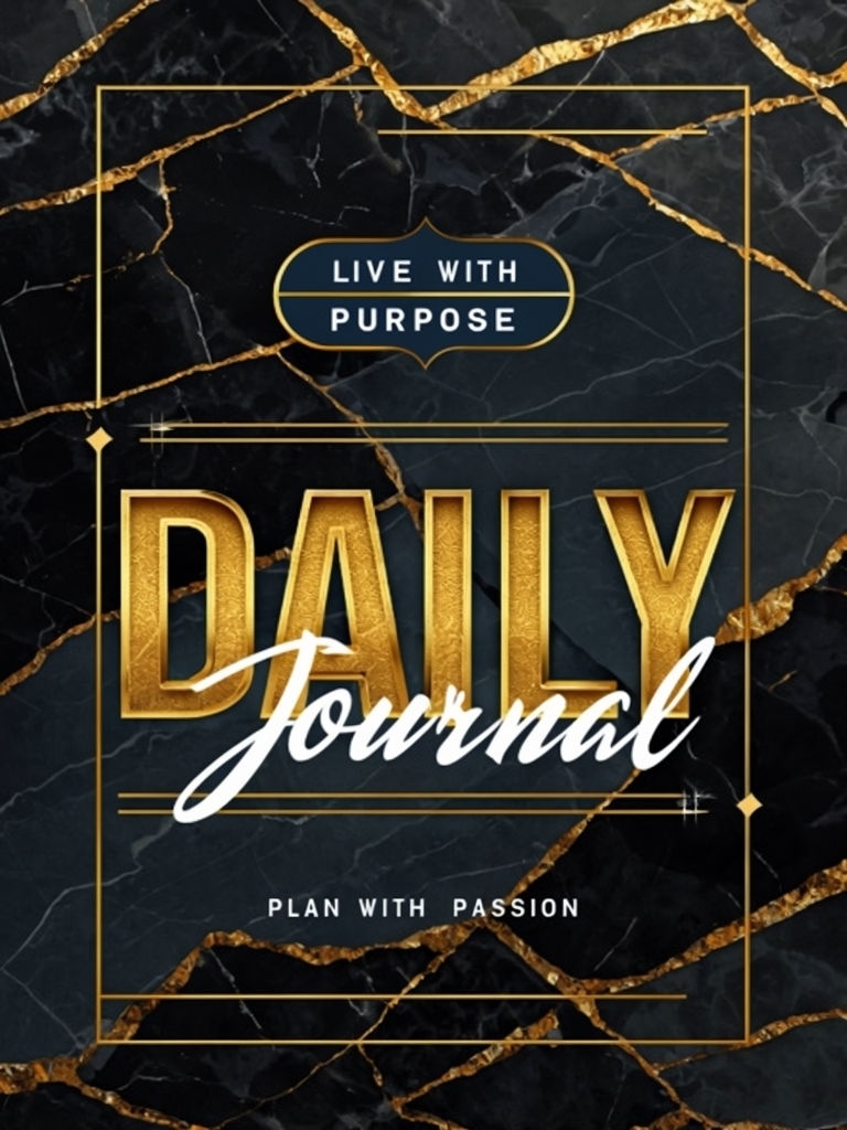 Luxurious Black Marble and Gold Live with Purpose Daily Journal EBook Cover
