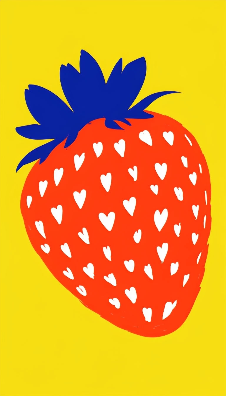 Playful Strawberry Illustration with Heart Seeds Phone Case Cover