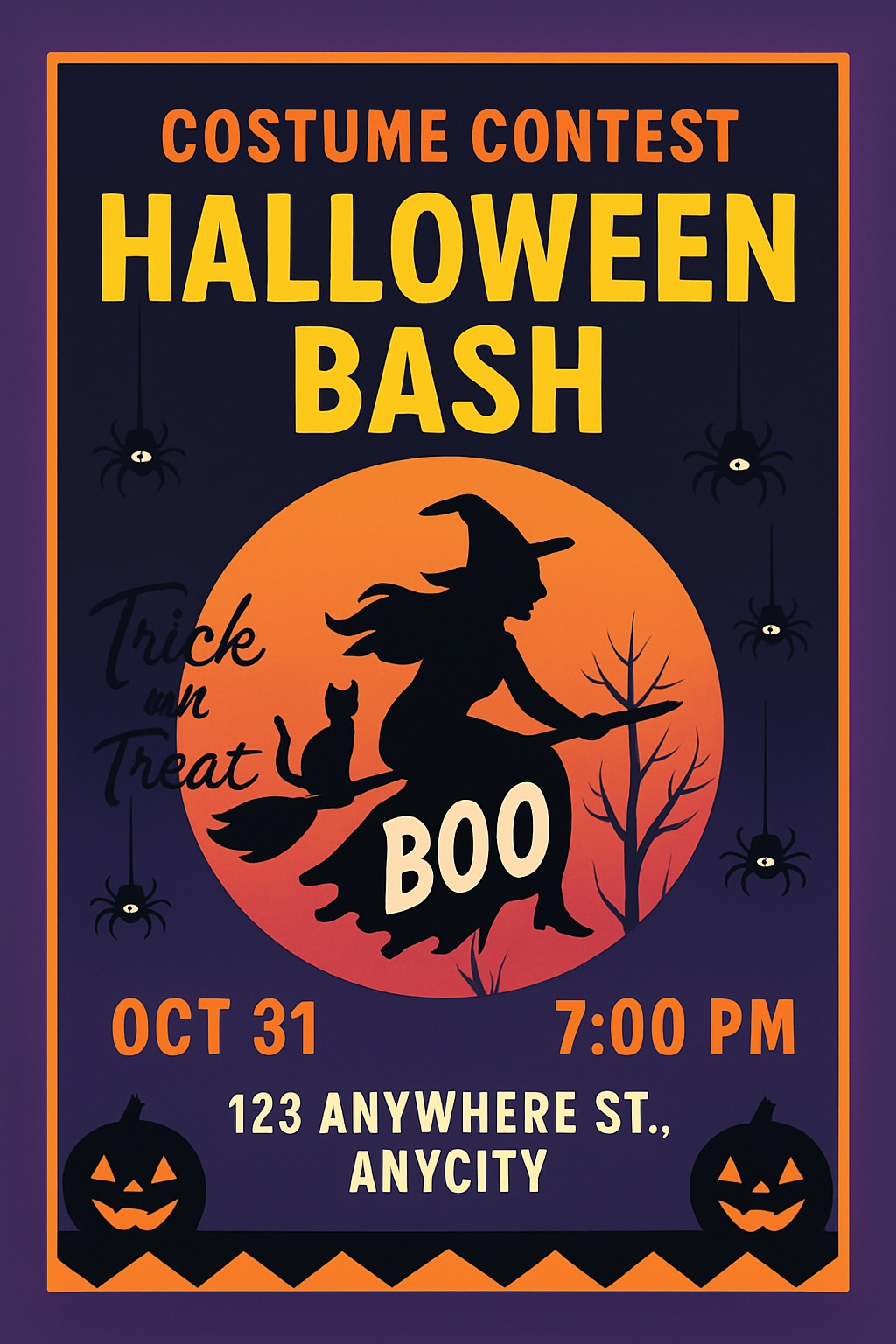 Spooky Halloween Costume Contest Bash Poster Design for Invitations