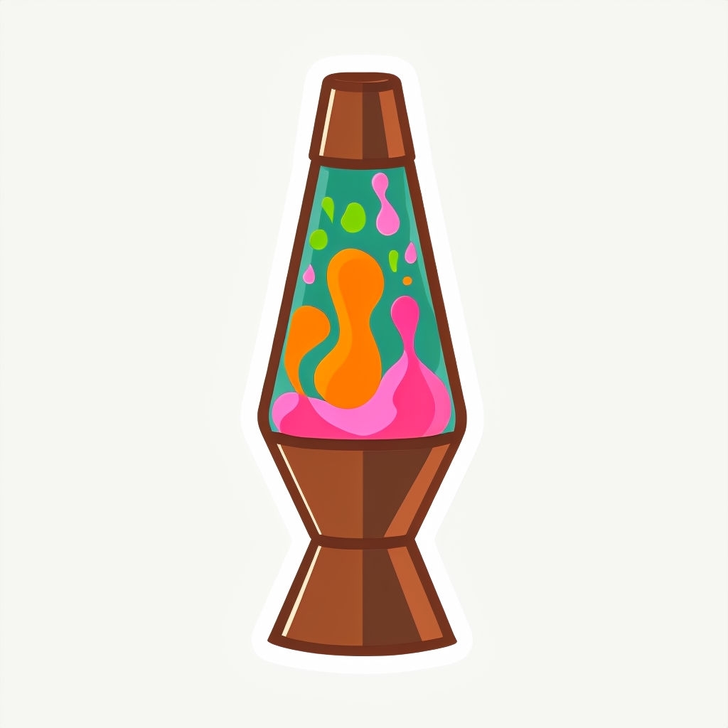 Stylized Retro Lava Lamp Illustration with Bold Colors Sticker