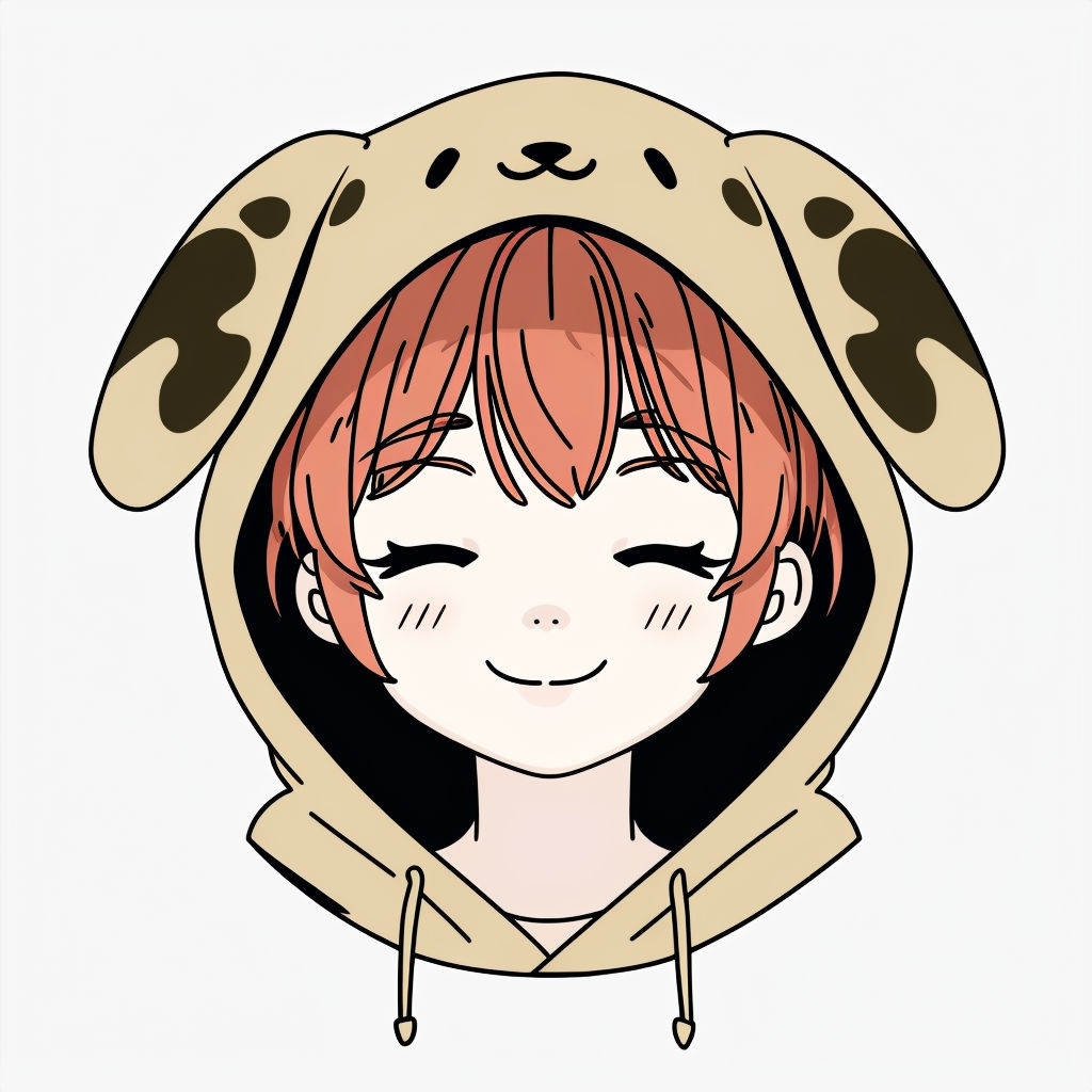 Cute Kawaii Character Face with Dog Hoodie Illustration Sticker