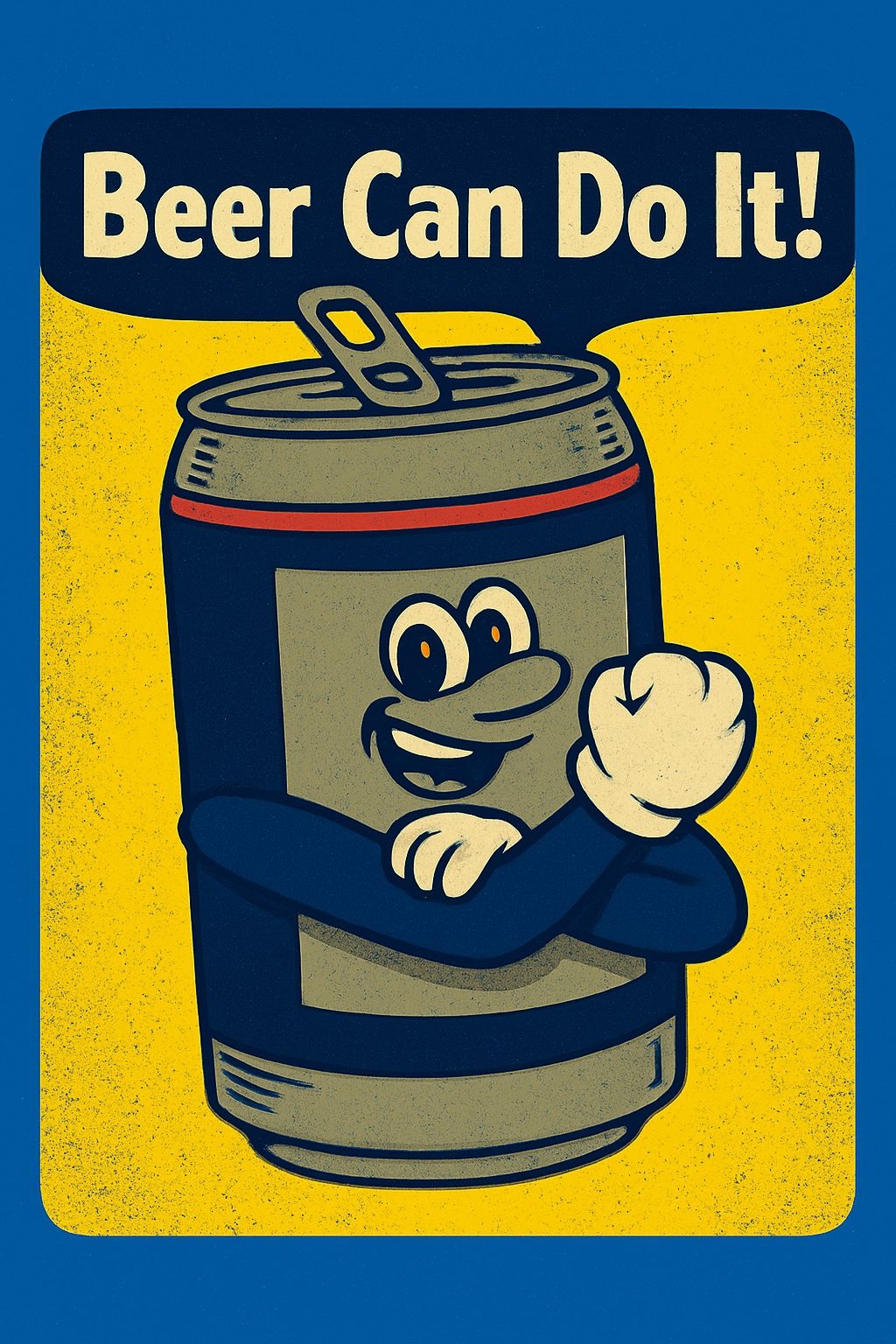 Motivational Vintage Beer Can Character Illustration Poster