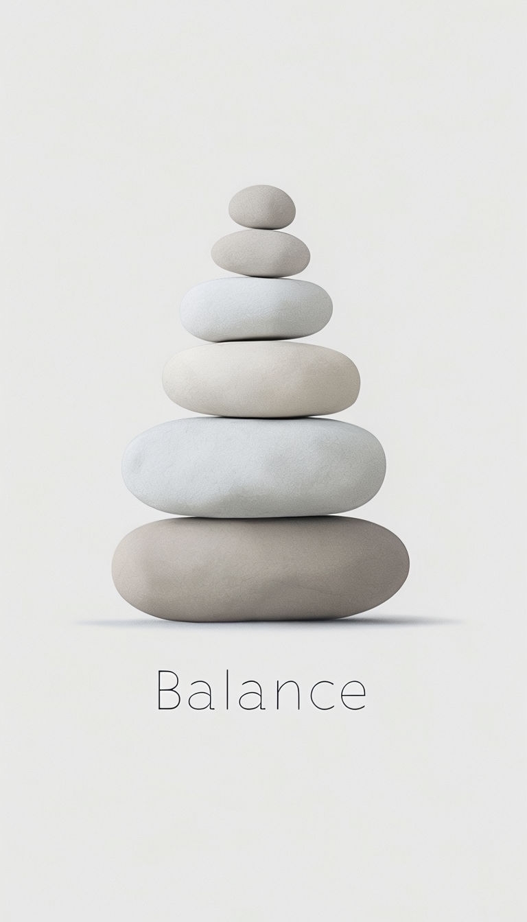 Minimalist Zen Stones with Balance Text Art for Mindfulness