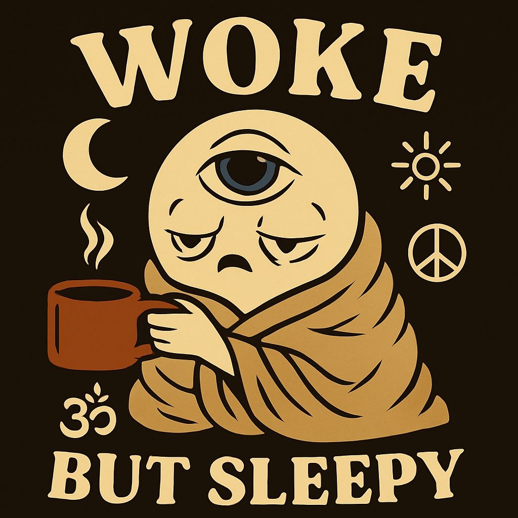 Woke But Sleepy Cute Cartoon Character Design T-Shirt