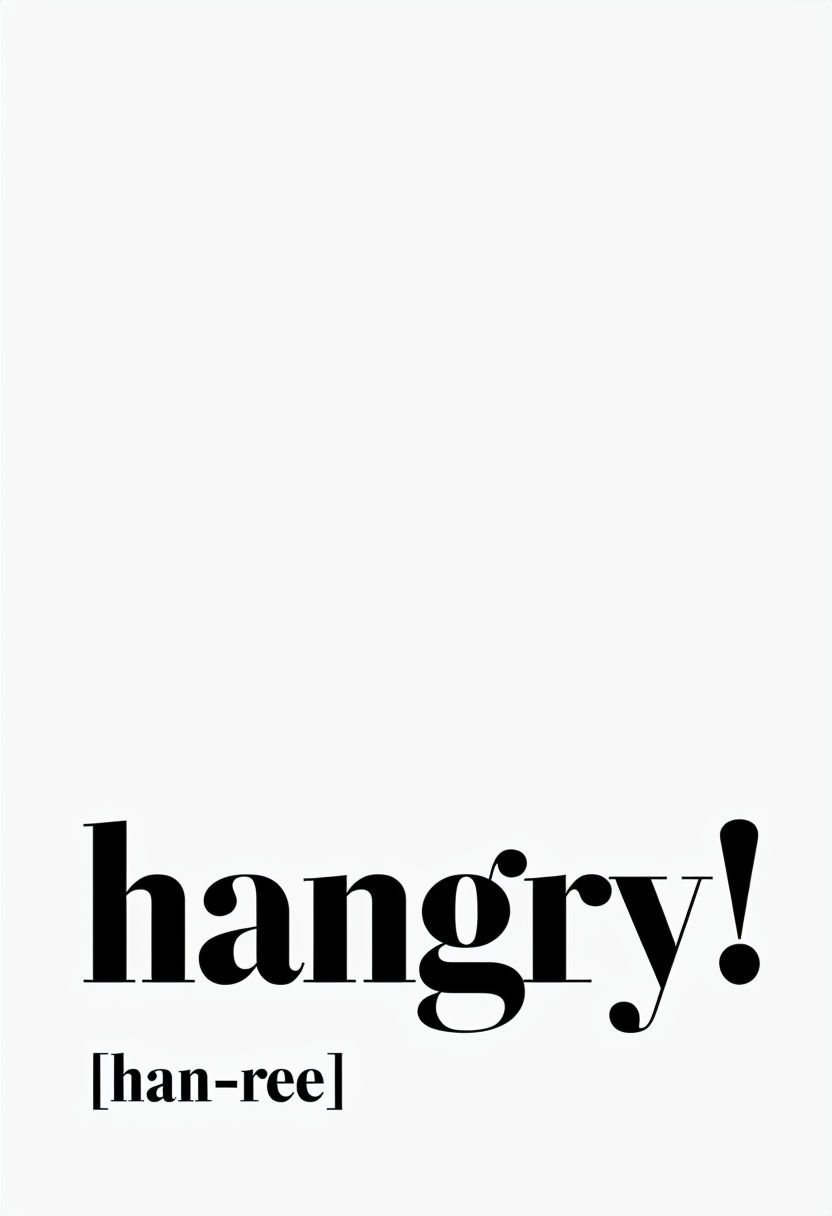 Humorous Definition of 'Hangry' Minimalist Artwork Poster