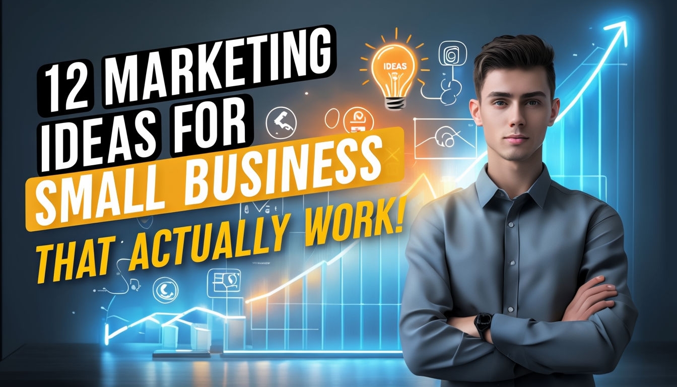 Confident Young Entrepreneur with Marketing Ideas Graphic Social Media Post