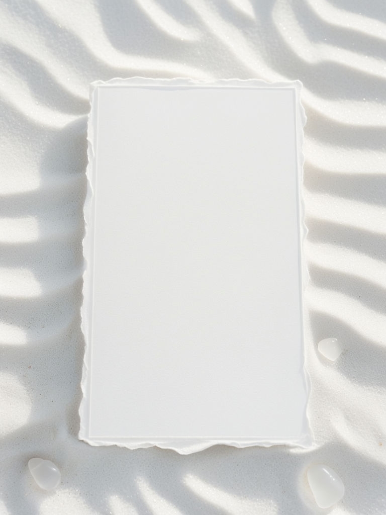 Delicate Ethereal Blank Card on White Sand Mockup