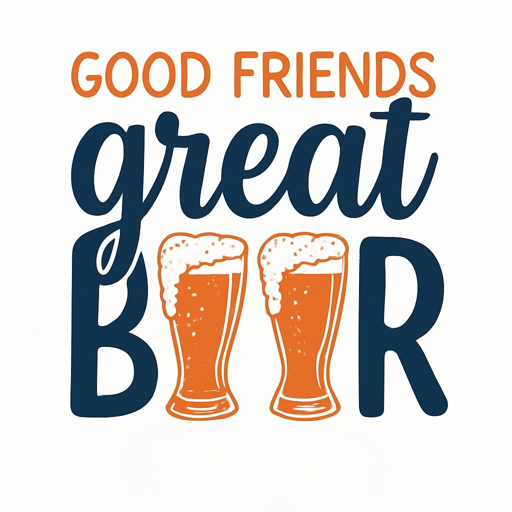 Playful Beer Glasses Typography Design with Good Friends Sticker
