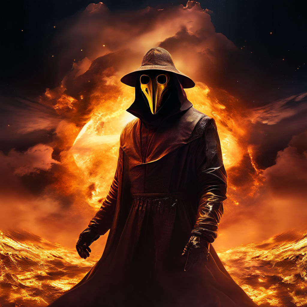 Image from space where a Rapper with golden plague doctor ma... by ...